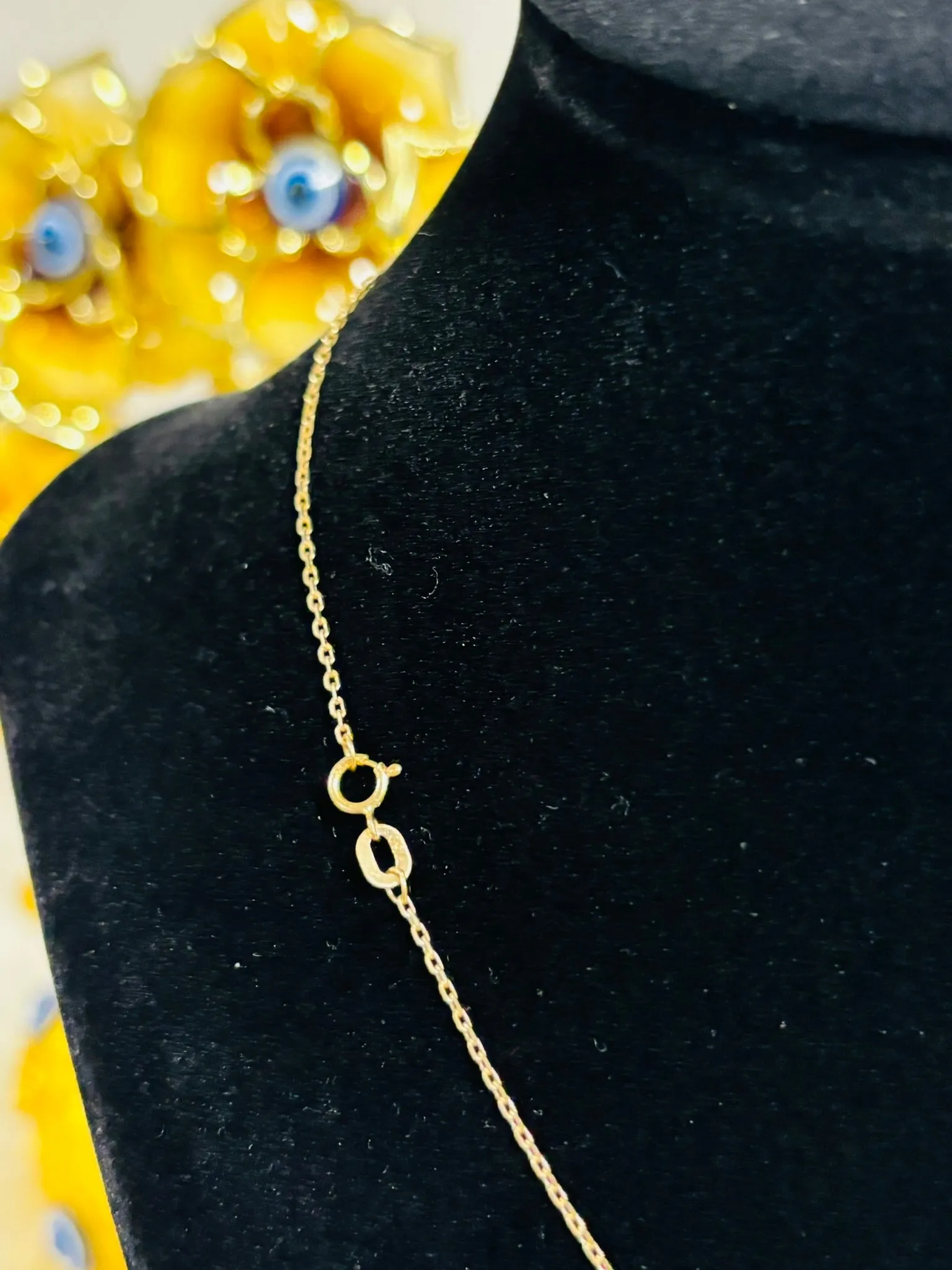 18K Gold Clover attached  Necklace