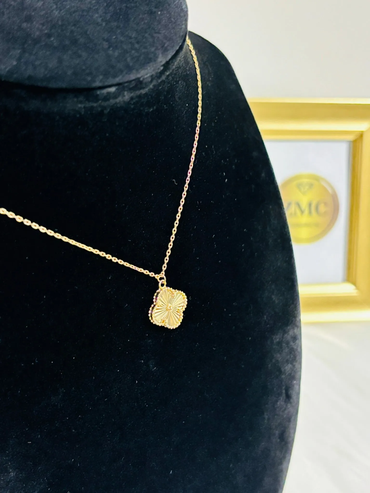 18K Gold Clover attached  Necklace