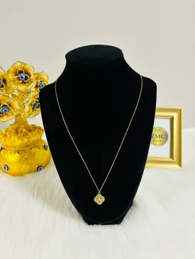 18K Gold Clover attached  Necklace