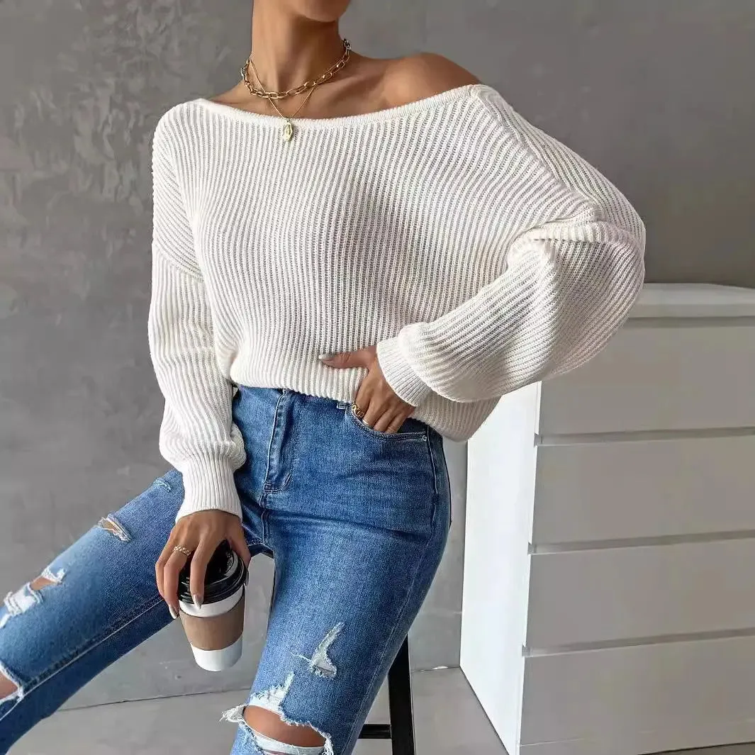 Backless Sweater Long Sleeve Long Sleeve Knitted