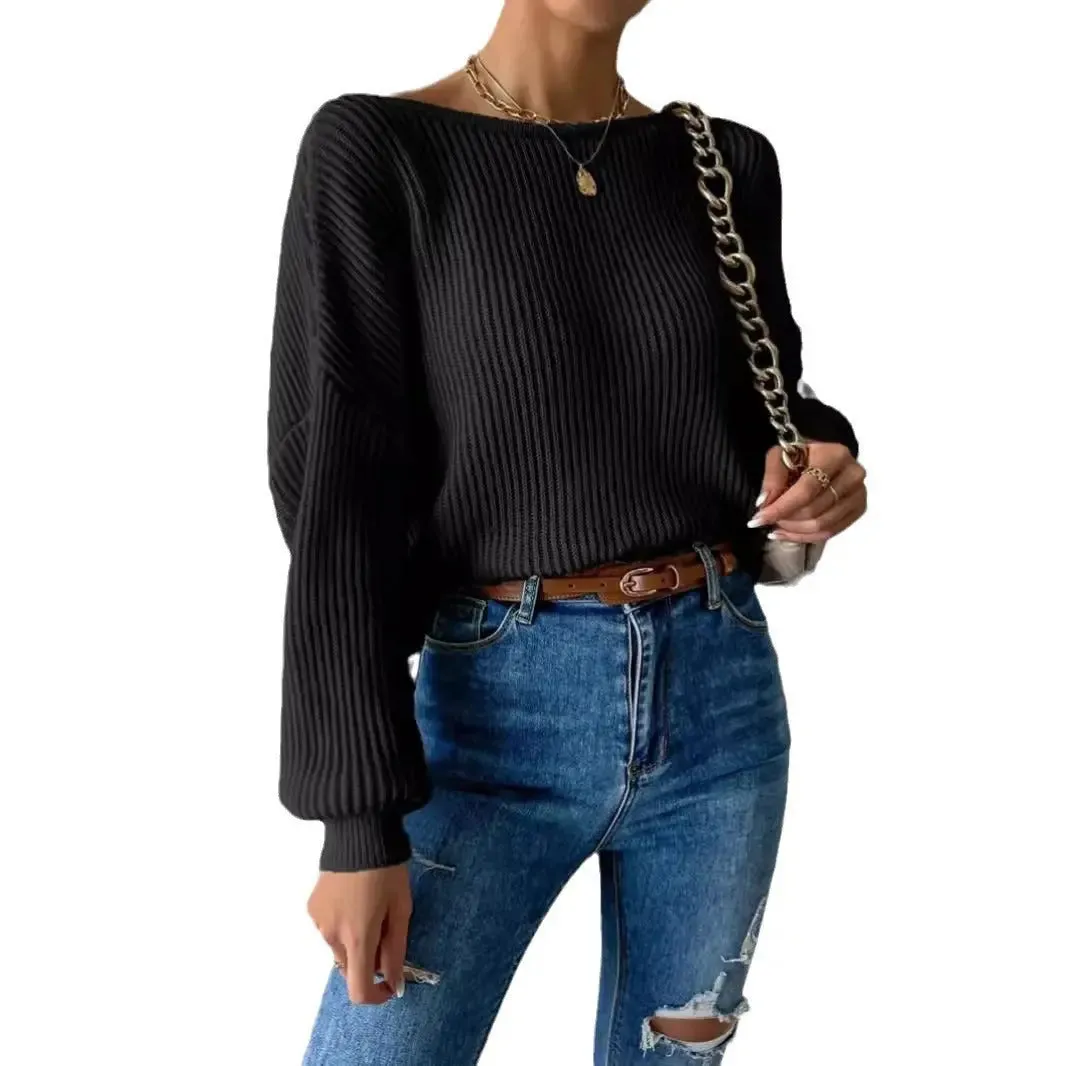 Backless Sweater Long Sleeve Long Sleeve Knitted