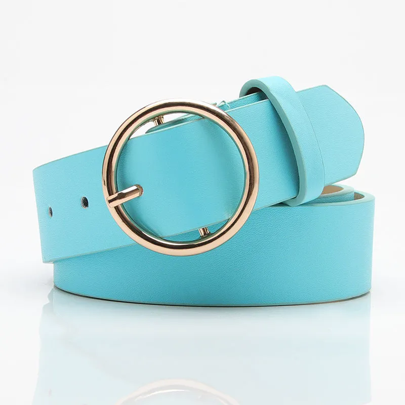 Belt round Buckle Casual Simple All-Match Women's Jeans Accessories Belt