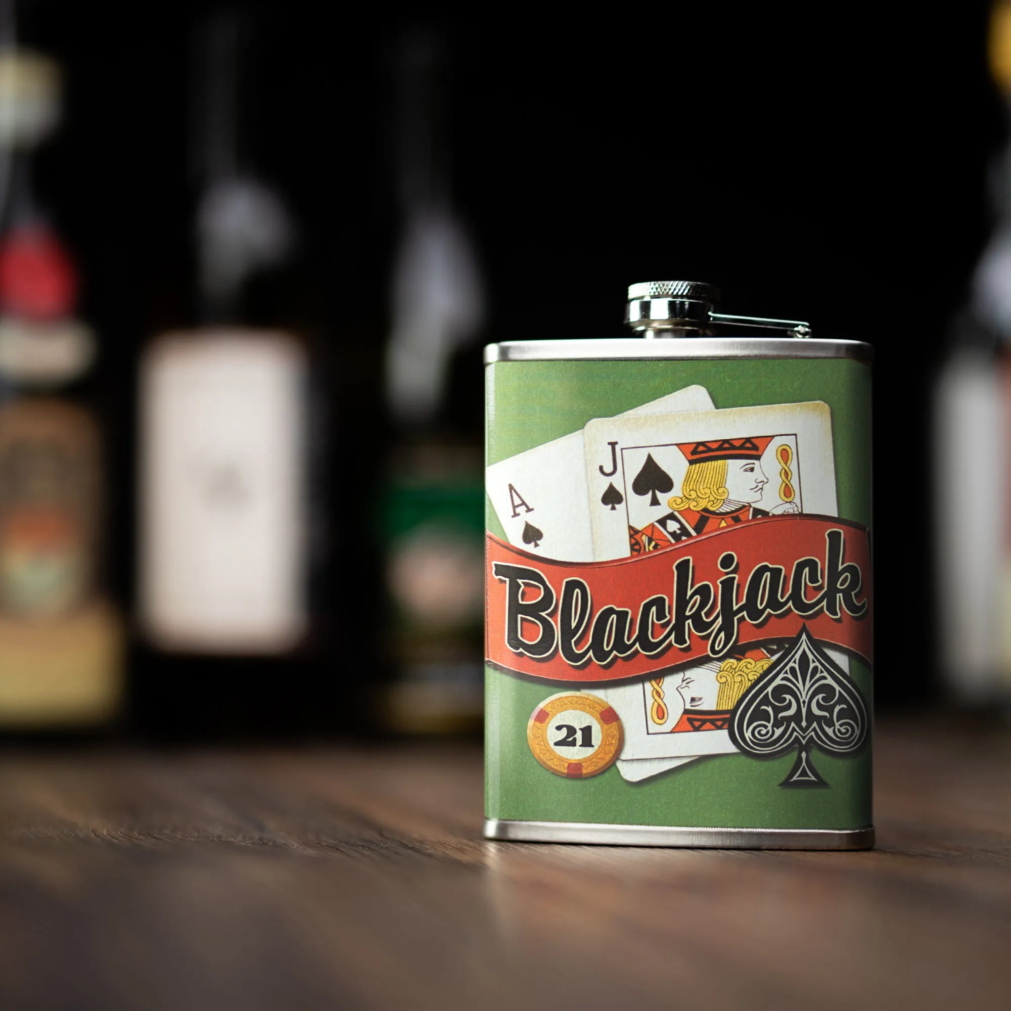 Blackjack Stainless Steel 8 oz Liquor Flask