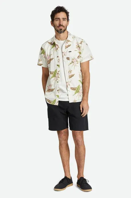 Brixton Charter Print Short Sleeve Woven Shirt - Off White Dark Earth