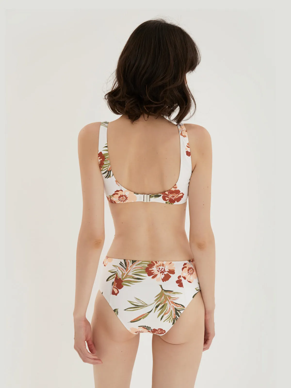 Charming Front Clasp Floral Two-piece Bikini