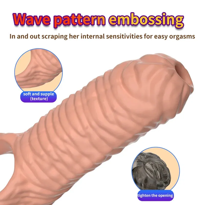 Cock Sleeve Penis Extender for Men Enhance Erection Delay Ejaculation Add Girth Length Reusable Penis Sheath