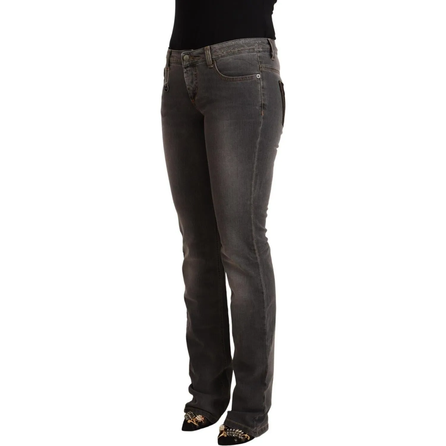 Costume National Chic Gray Low Waist Skinny Denim