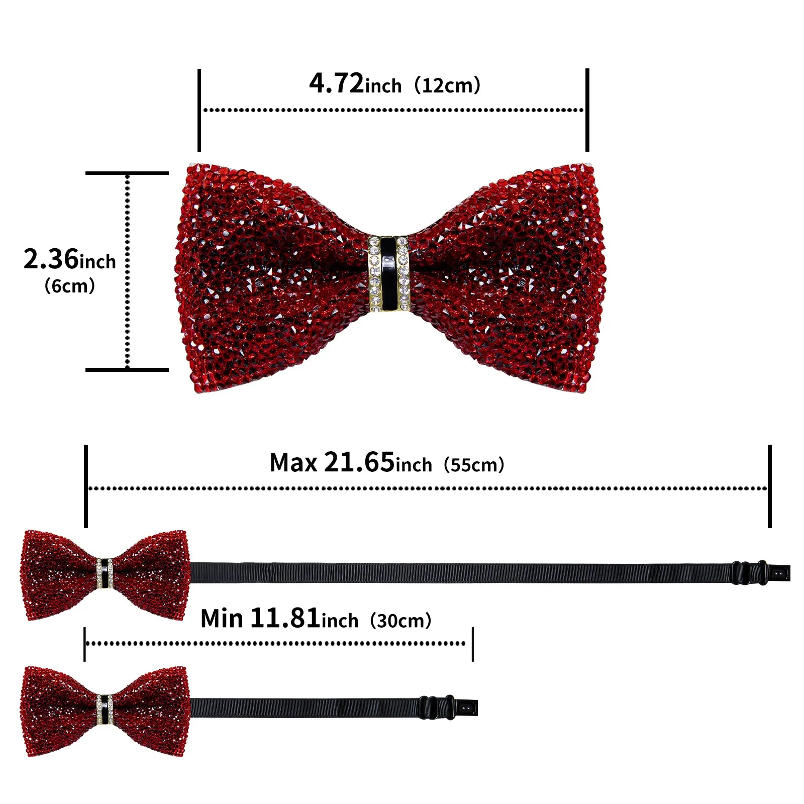 DiBanGu Imitation Crystal Bowtie Plastic Red Silver Diamond Men's Pre-Bow Tie