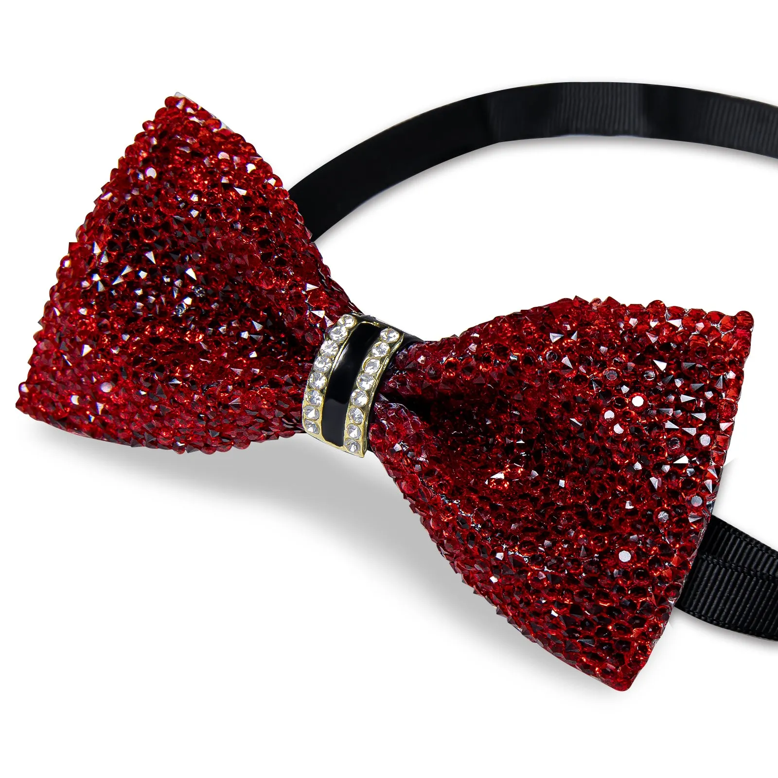 DiBanGu Imitation Crystal Bowtie Plastic Red Silver Diamond Men's Pre-Bow Tie