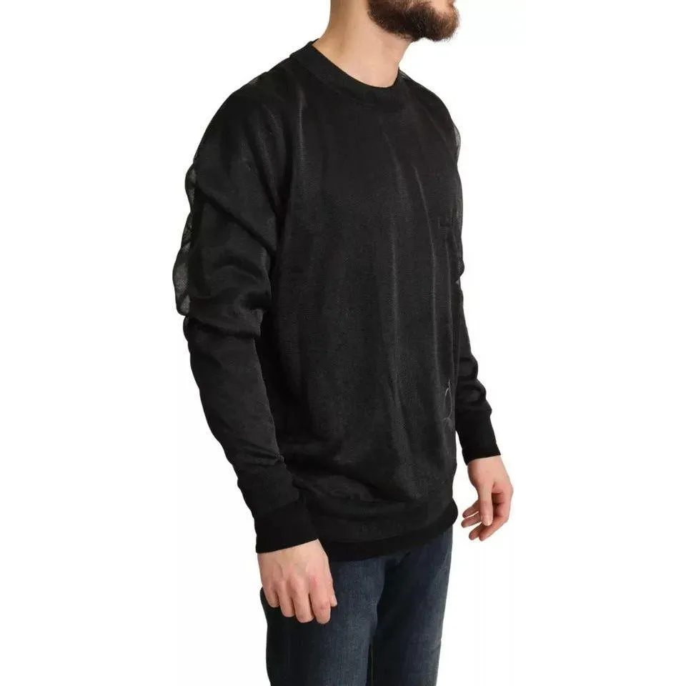 Dolce & Gabbana Black Logo Crewneck Long Sleeve Pullover Sweater