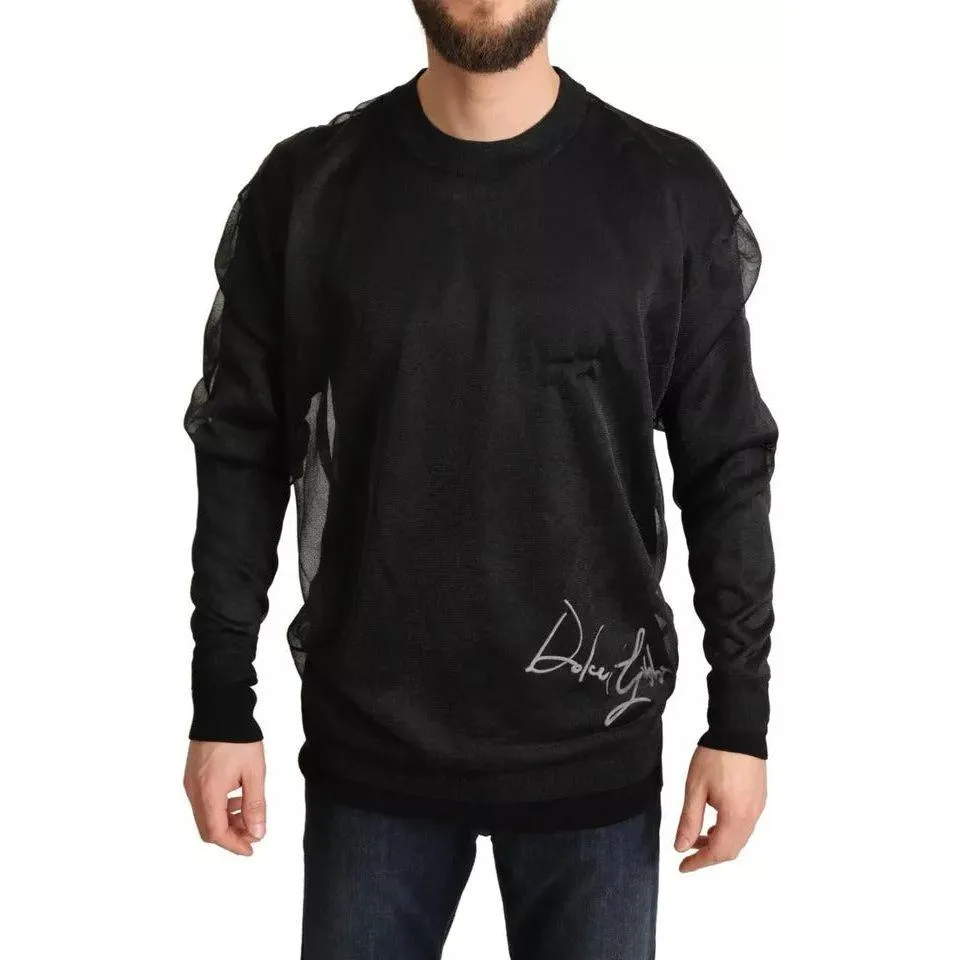 Dolce & Gabbana Black Logo Crewneck Long Sleeve Pullover Sweater