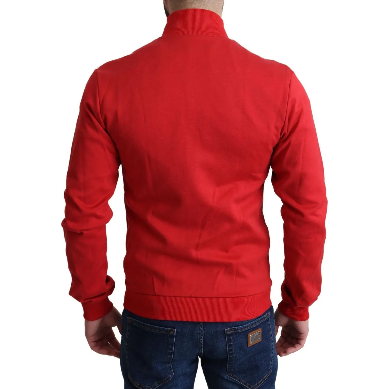 Dolce & Gabbana Chic Red Turtle Neck Zip Cardigan Sweater