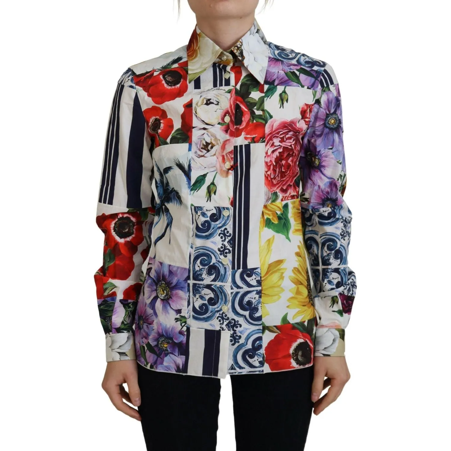 Dolce & Gabbana Elegant Floral Cotton Long Sleeve Top