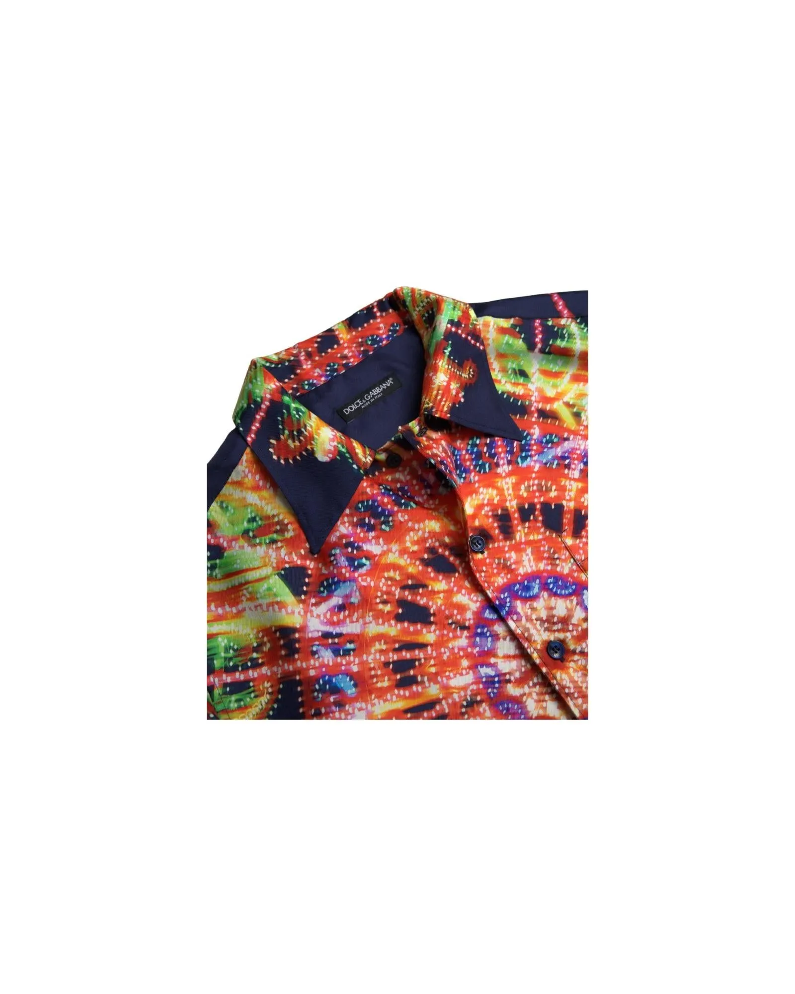 Dolce & Gabbana Men's Ferris Wheel Print Short Sleeve Silk Shirt