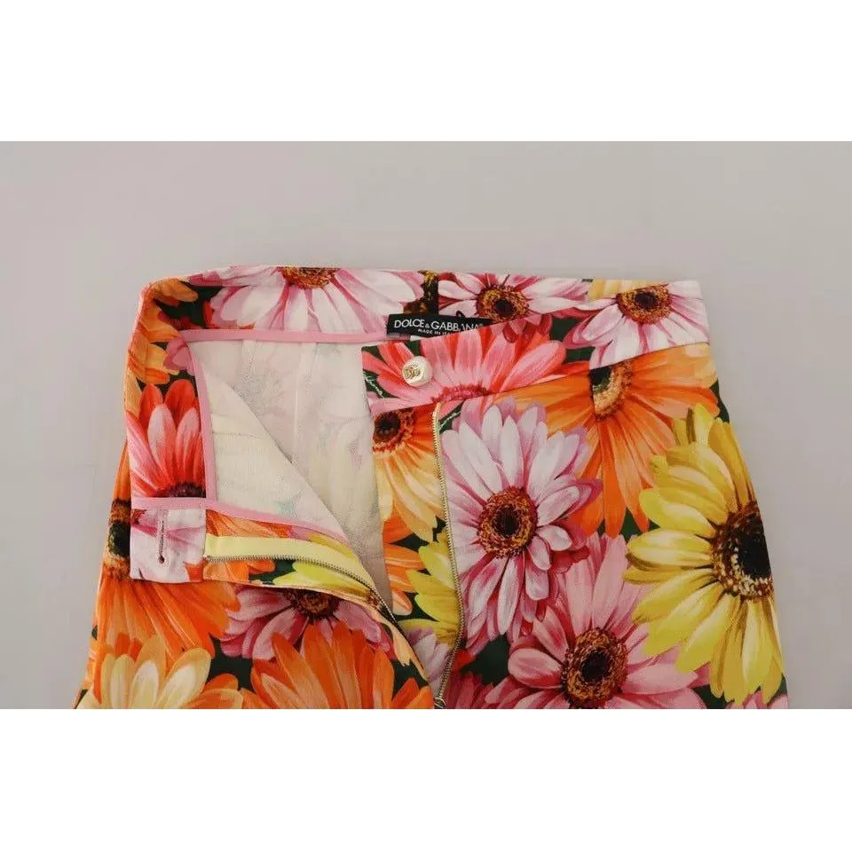 Dolce & Gabbana Multicolor Floral High Waist Cropped Pants