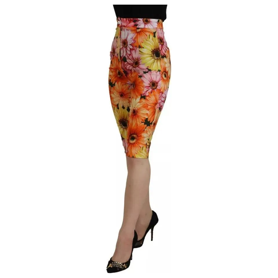 Dolce & Gabbana Multicolor Floral High Waist Cropped Pants