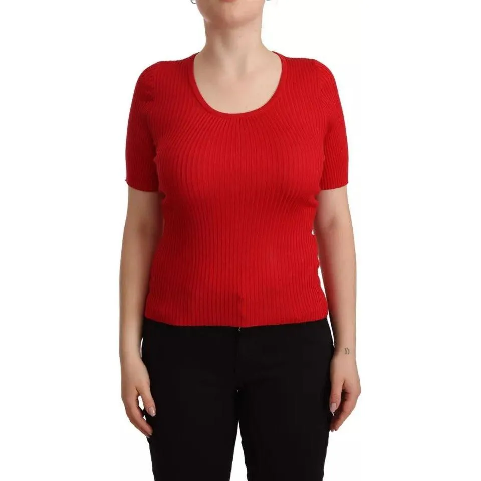 Dolce & Gabbana Red Silk T-shirt Short Sleeve Top Blouse