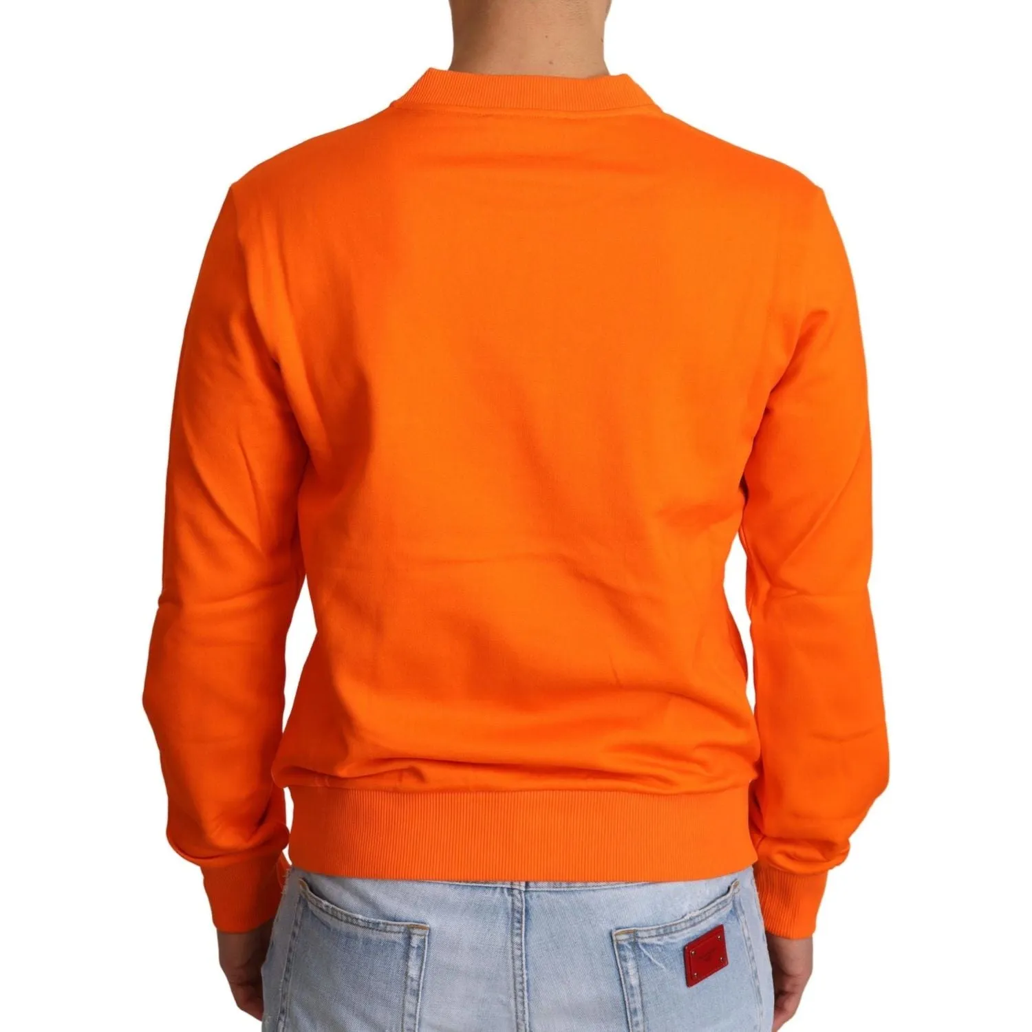 Dolce & Gabbana Regal Crewneck Cotton Sweater in Orange