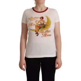 Dolce & Gabbana White Bring Me To The Moon Print Round Neck Top