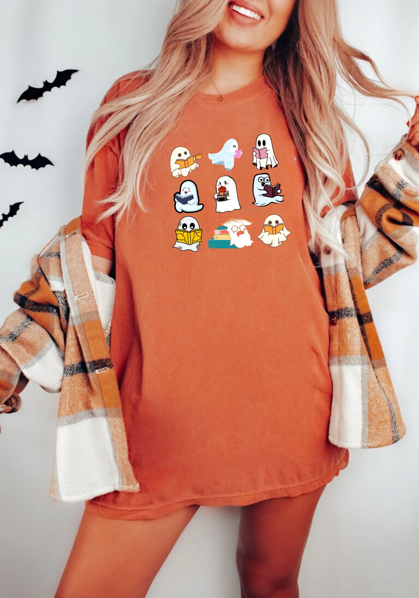 Hallowen Ghost Books Shirt | Reading Ghosts Teacher Shirt