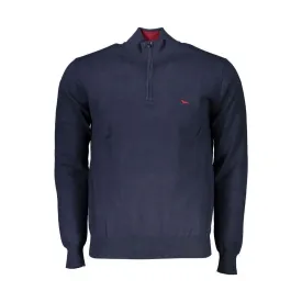 Harmont & Blaine Chic Half-Zip Blue Sweater with Embroidery Detail