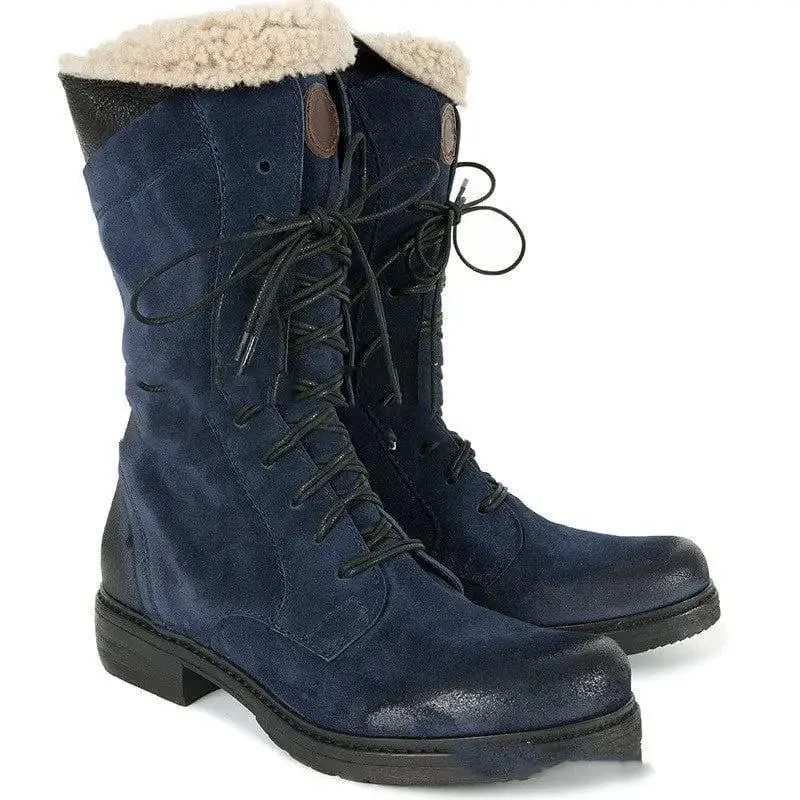 Large Size Snow Boots Autumn And Winter New European And American Low-Heeled Thick-Heeled Knight Boots Women