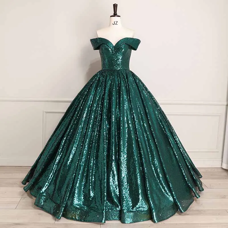 Luxury Off Shoulder Quinceanera Dresses Ball Gown Puffy Beaded Prom Gowns