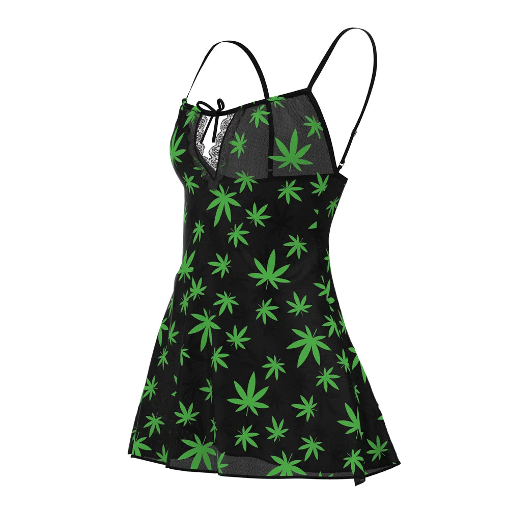 Magic Silk Hazy Dayz Dress & G-String Set Leaf Green