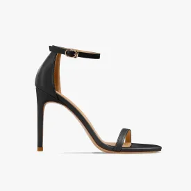 Mahalia Leather Open Toe Black Sandals