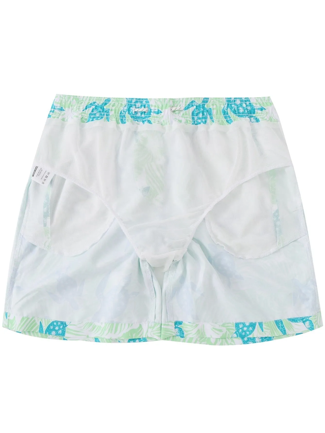 Men's Quick Dry Beach Shorts With Tropical Turtle Pattern