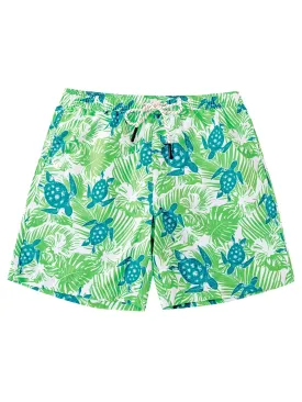 Men's Quick Dry Beach Shorts With Tropical Turtle Pattern