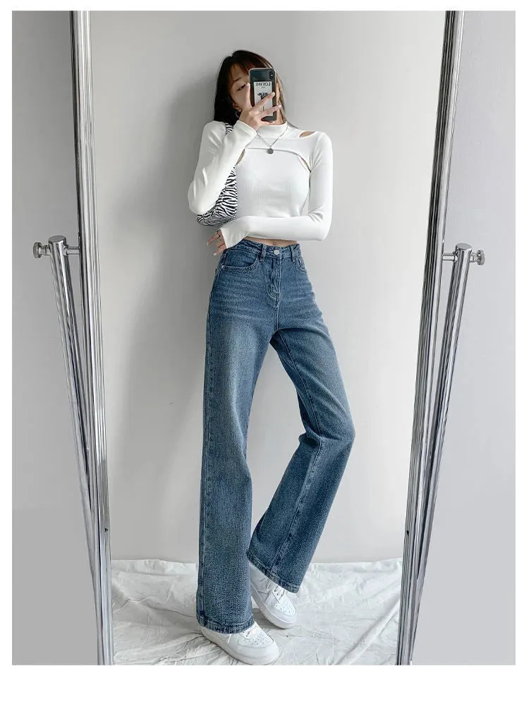 New Arrivals Denim Jeans Women's High-Waisted Loose Straight Classic Fashion Dropship Female Daily Denim Pants Four Season