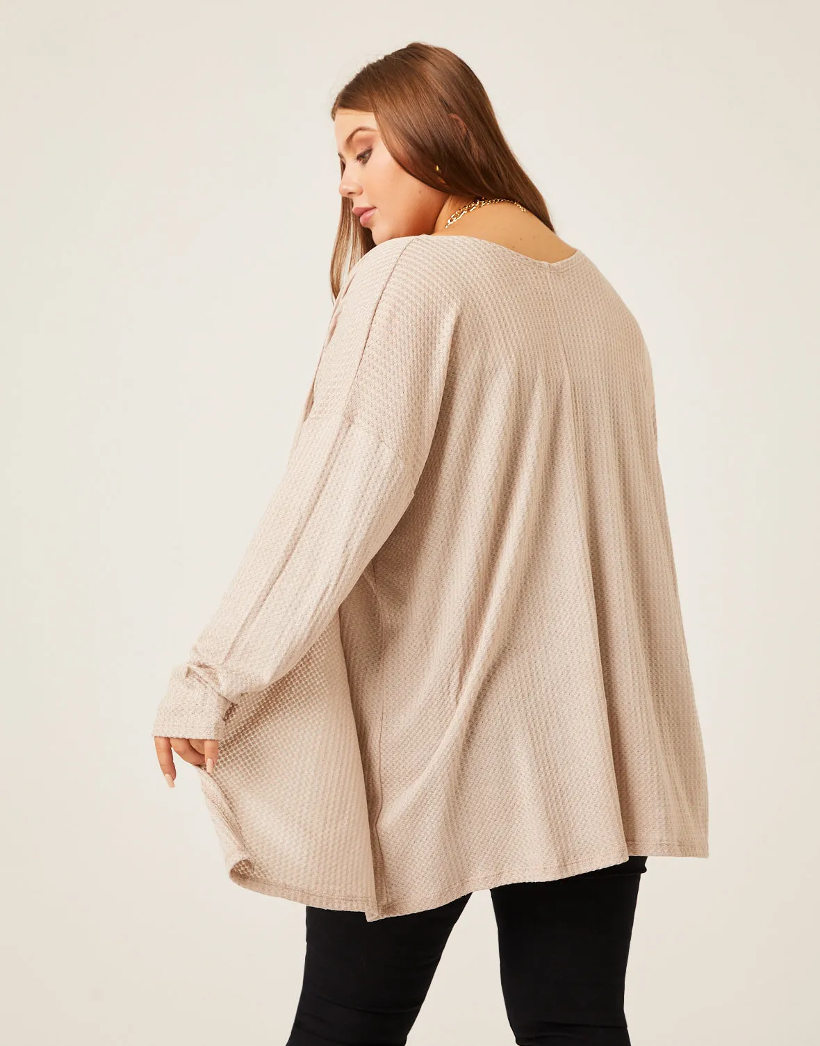 Plus Size Waffle Knit Cardigan