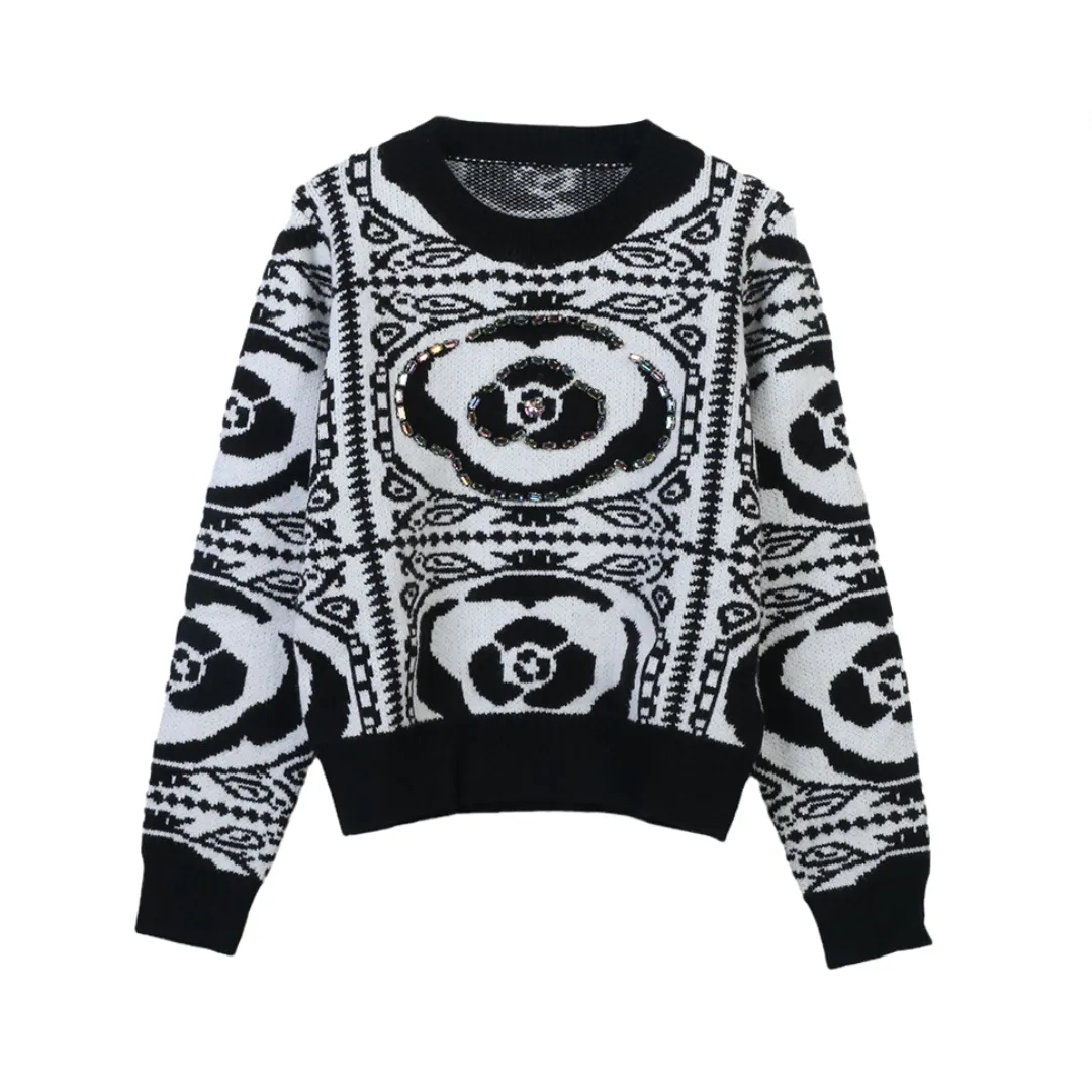 Pre Order: Jacquard Nail Drill Loose Retro Knitted Sweater