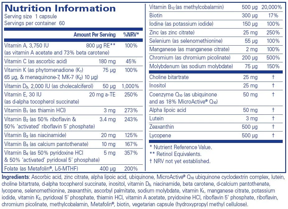 Pure Encapsulations O.N.E. Multivitamin 60 caps