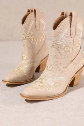 Sandstone Corral - Botanical Embroidered Cowgirl Boots