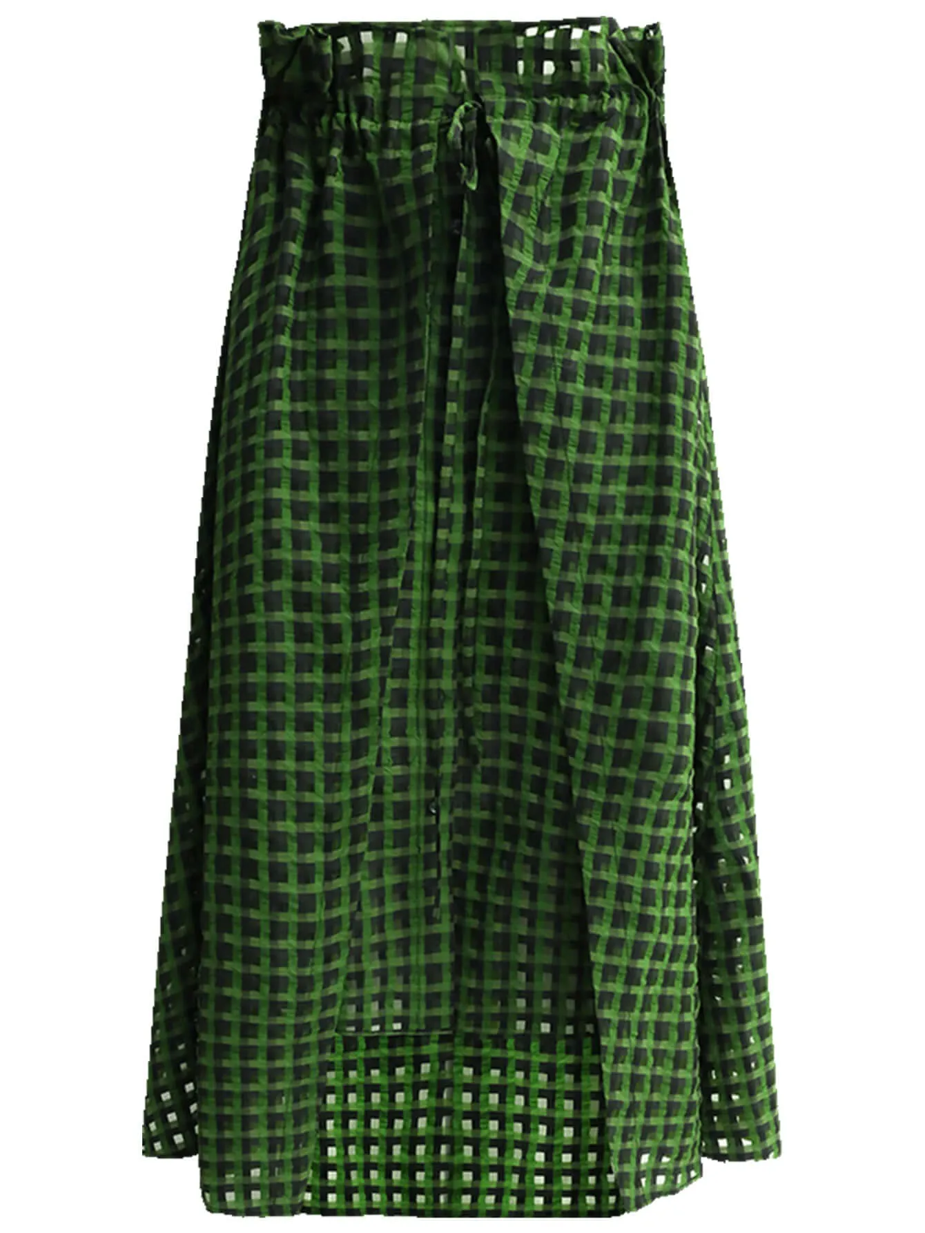 Semi Sheer Checkered Green Skirt