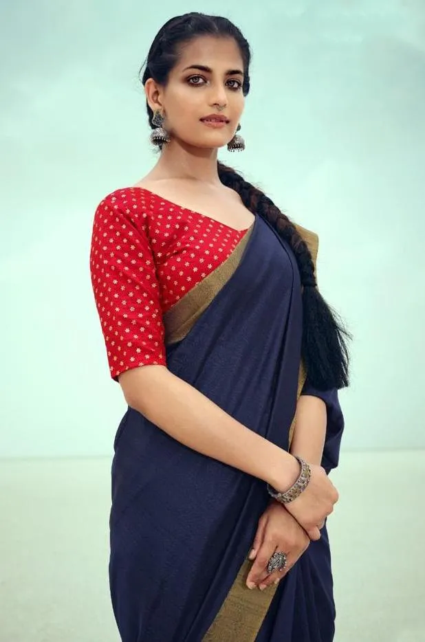 Silk Fancy Party Wear Latest Woman Blue Saree Online