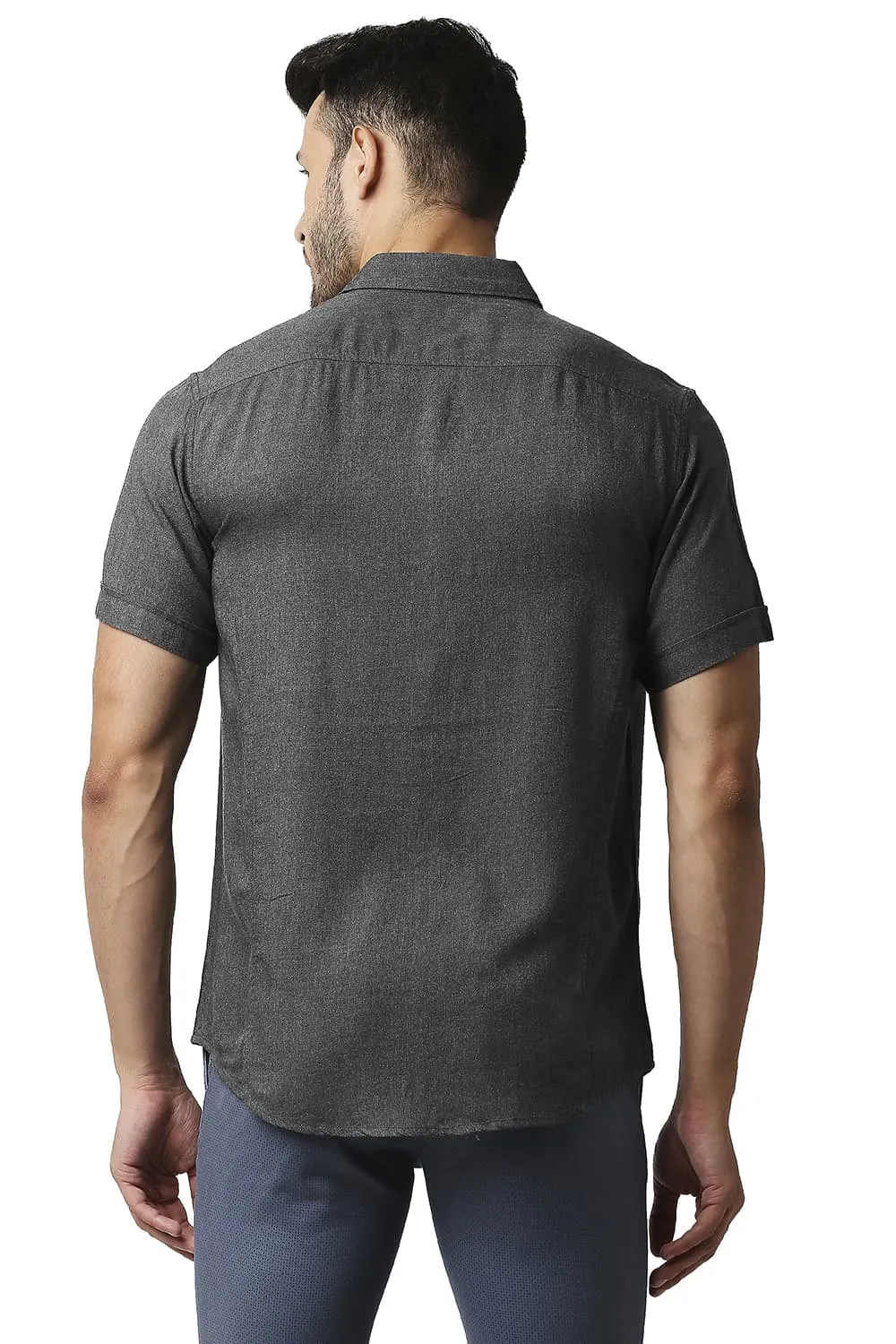 Slim Fit Lyocell Melange Halfsleeves Shirt