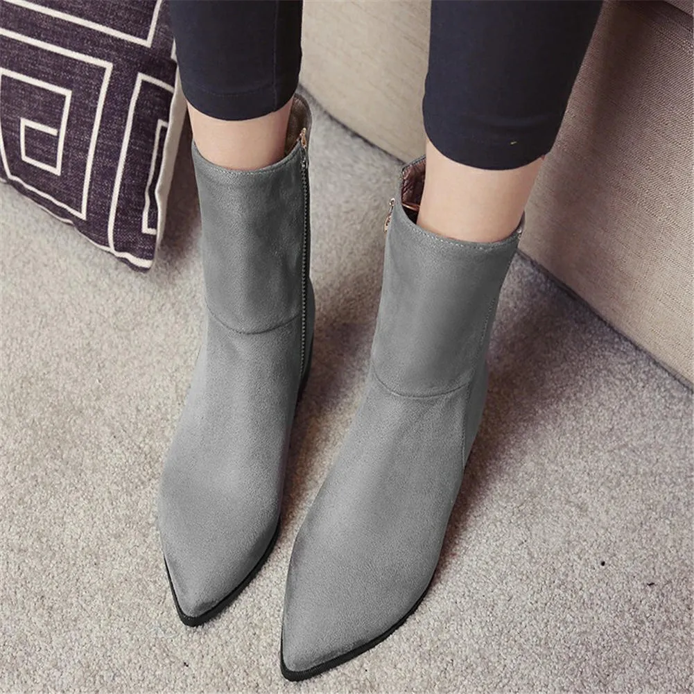 slip on mid-calf Boots women pointed toe