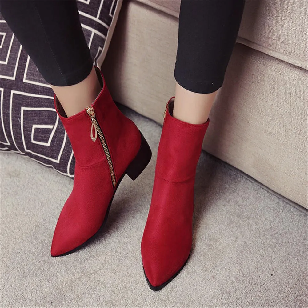 slip on mid-calf Boots women pointed toe