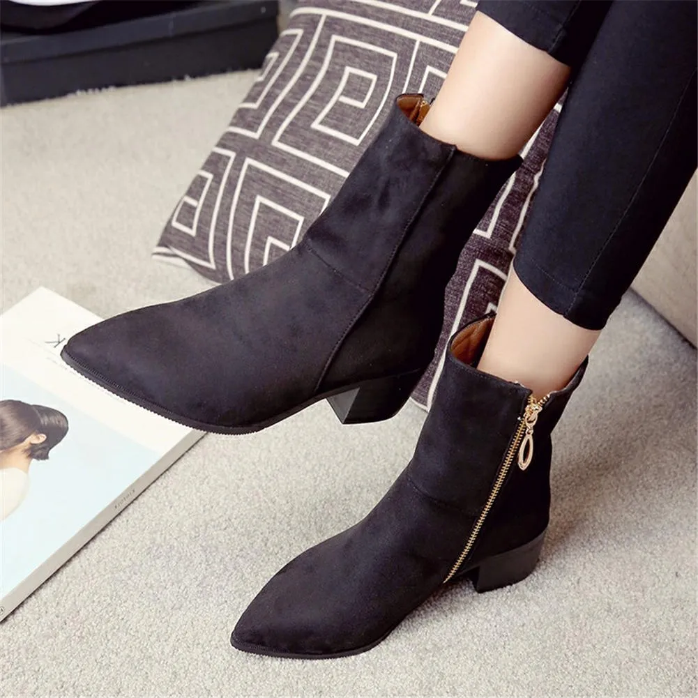 slip on mid-calf Boots women pointed toe