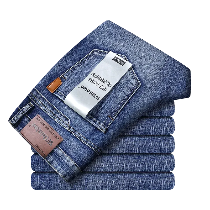 Spring Autumn 2023 Men's Smart Jeans Business Fashion Straight Regular Blue Stretch Denim Trousers Classic Men Plus Size 28-40