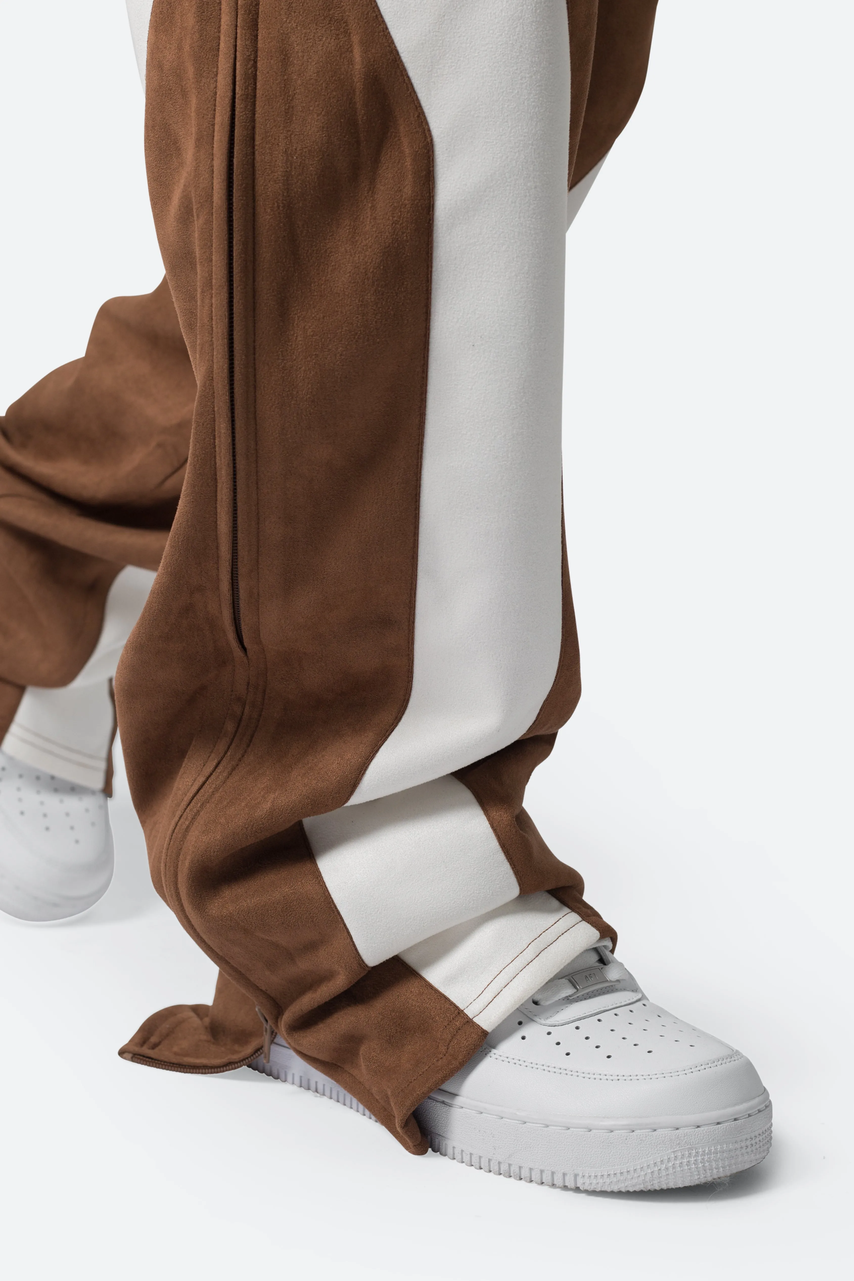 Suede Drawcord Pants - Brown