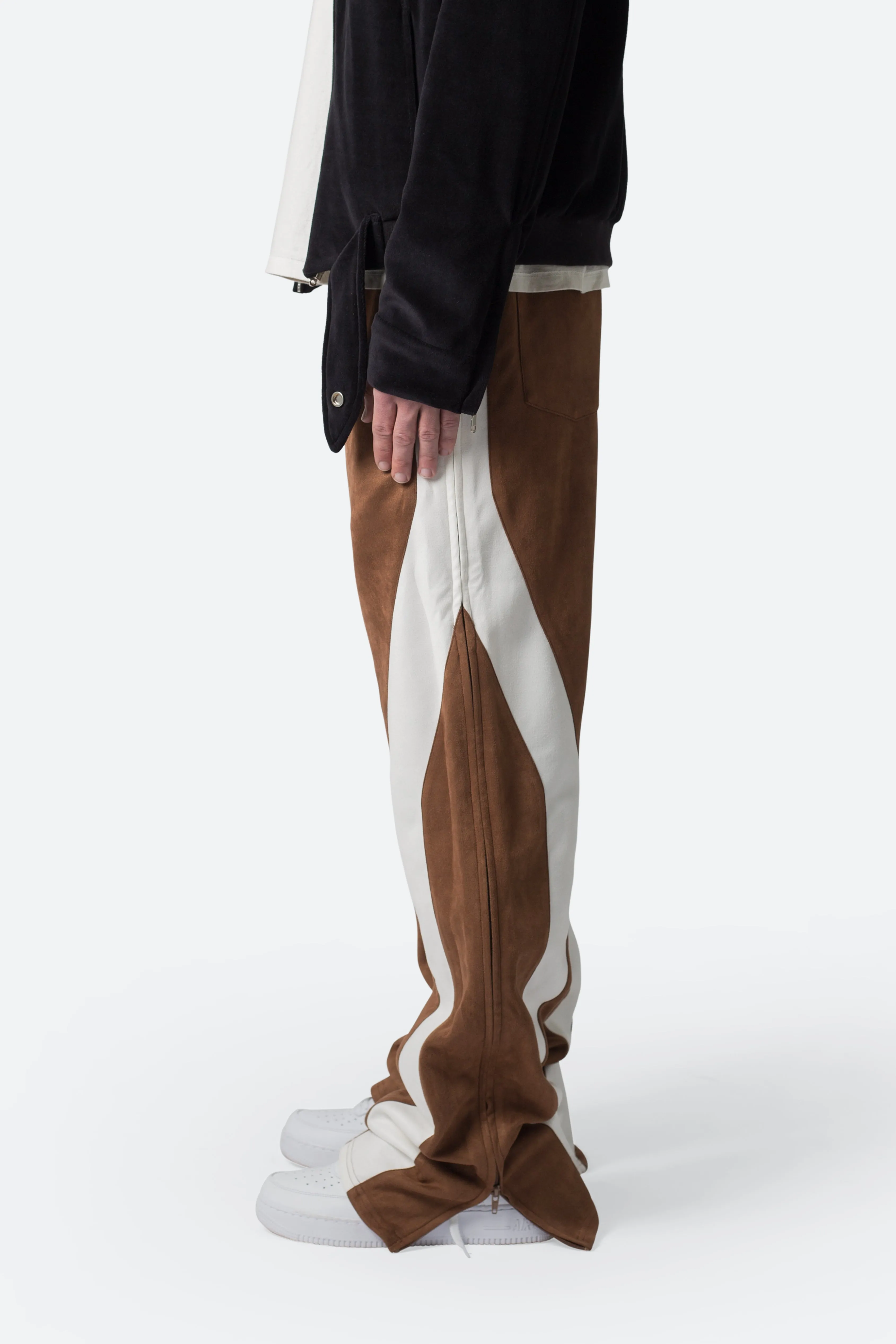 Suede Drawcord Pants - Brown