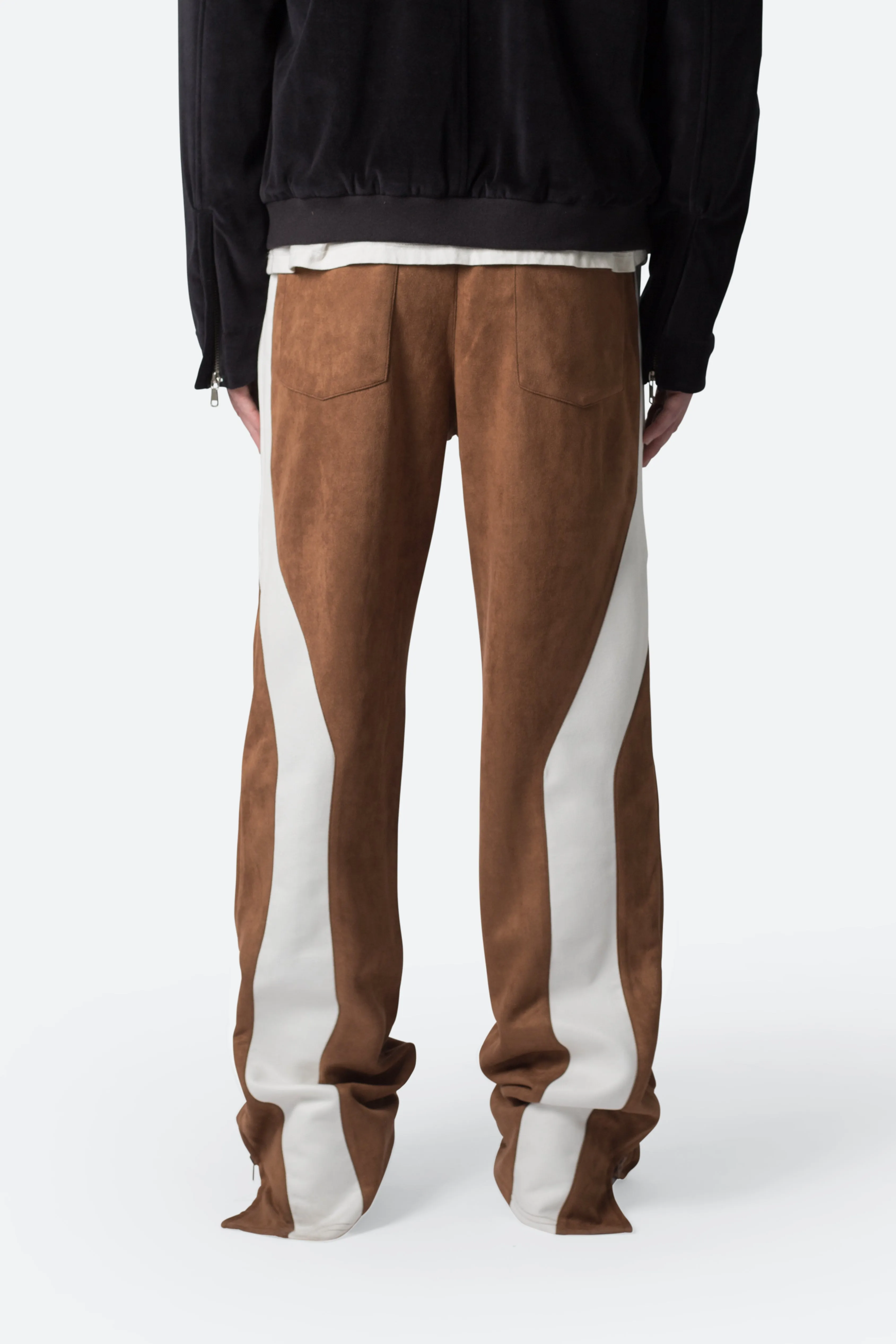 Suede Drawcord Pants - Brown