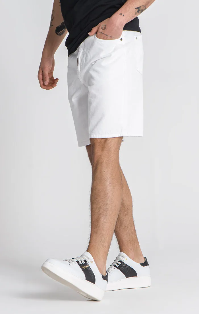 White Regular Waist Shorts