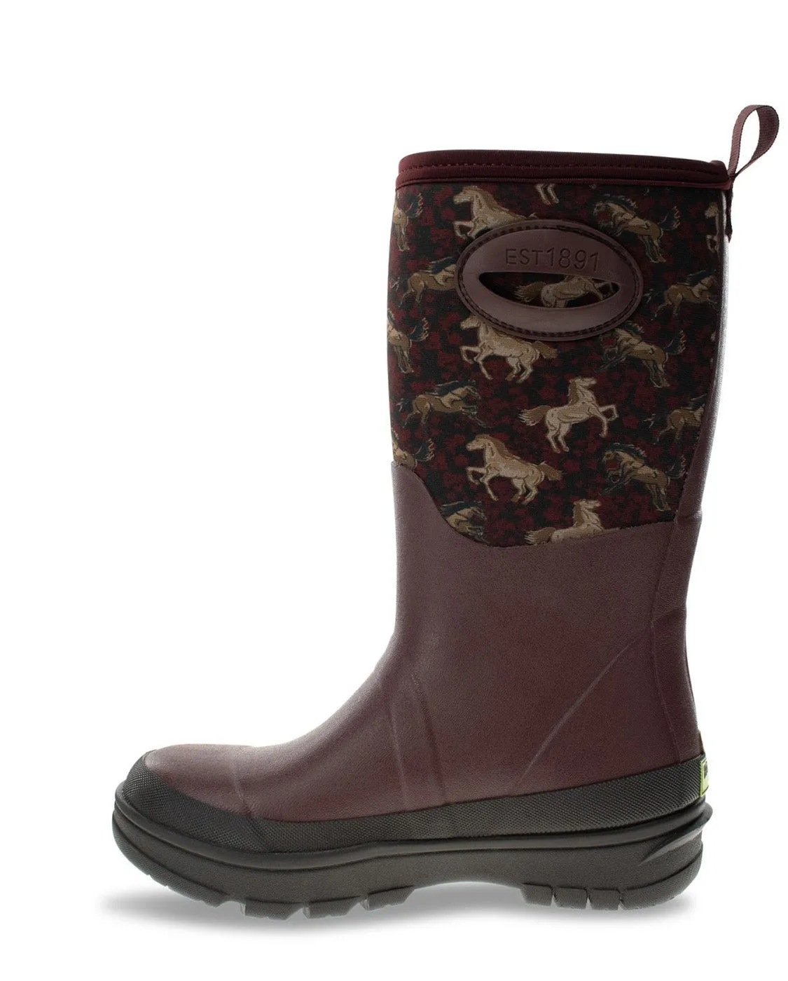 Women's Heritage Horses Neoprene Mid Cold Weather Boot - Burgundy