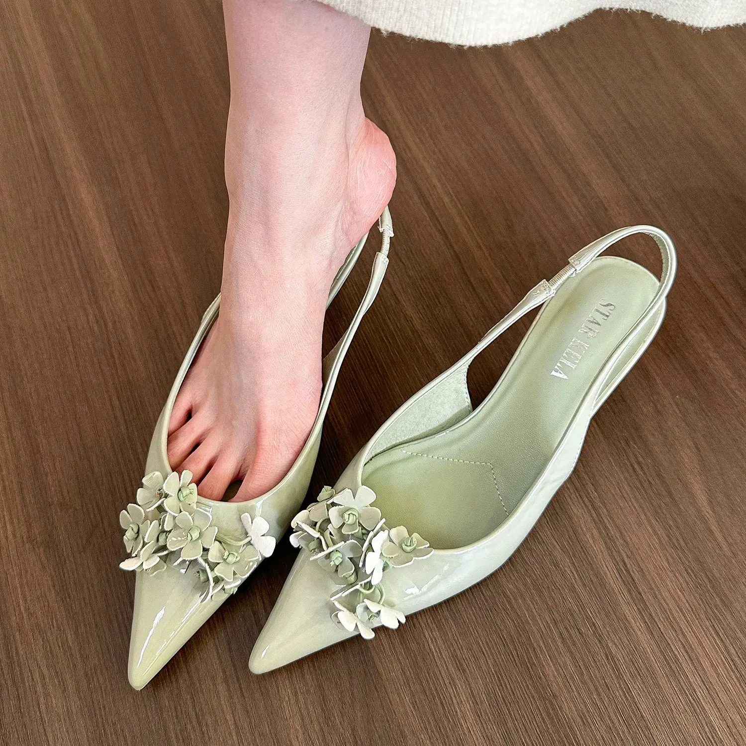 Women's Shoes New Design Flowers Stiletto Heel Gentle Style Vintage Style Minimalist Style Triple Sliver Free shipping